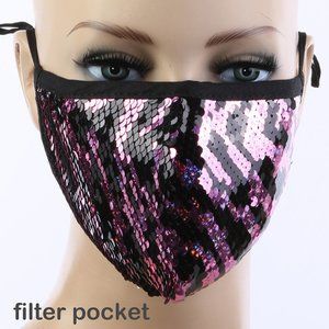 SEQUINS REUSABLE ANIMAL PATTERN FACE MASK